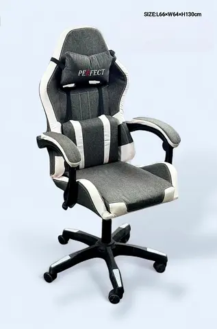 Ergonomic Grey  White Gaming/Office Chair with Lumbar and Neck Support