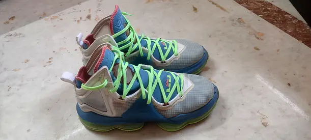 Unused pair of LEBRON XIX, colourful athletic sneakers, good condition