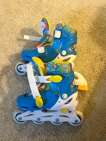Adjustable Kids Inline Roller Skates - Blue, Size Adjustable 31-34