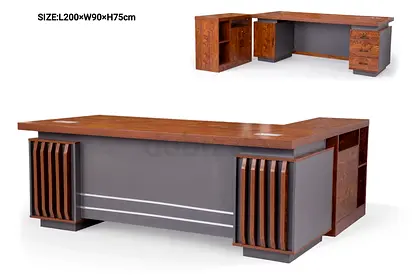 Large L-shaped Executive Office Desk with Storage (200x90x75cm)