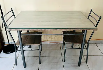 Dining table with chairs (with tempered glass top)