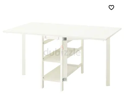 White Folding Dining Table with Built-in Stowage with two chairs