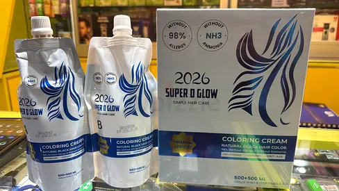 2026 Super D Glow Coloring Cream - 1L (500+500ml) Natural Black - Excellent Condition