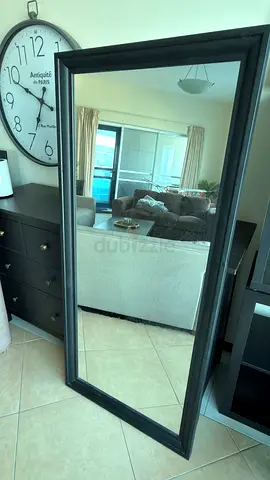 Full-Length Black Framed Floor Mirror - Good Condition