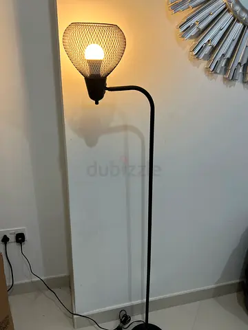 Black Metal Floor Lamp with Mesh Shade -Smart  Good Condition