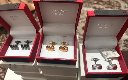 men’s cufflinks — Da Vinci Milan, metal styles, brand new ( 42 pieces available)