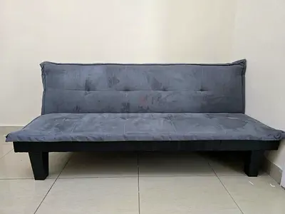 Compact Grey Fabric Sofa Bed / Futon - Good Condition