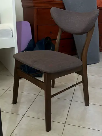 Set of 2 Wooden Dining Chairs with Fabric Seats - Brown