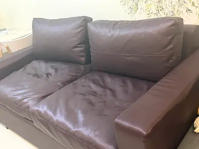 Urgent Sale!!!Brown Leather 2-Seater Sofa - Comfortable, Good Condition, Brand New