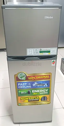 Small silver Nobe double-door refrigerator - compact 2-door fridge