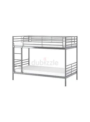 Sturdy Metal Bunk Bed Frame in Silver