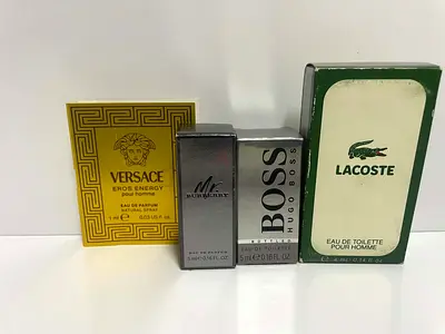 Lot of 4 Miniatures for Men Hugo Boss ,Burberry, Lacoste and Versace NEW IN BOX