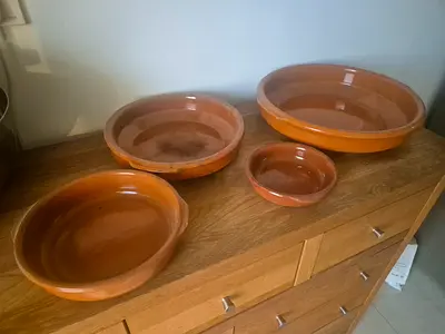 4 Large Terracotta Casserole Dishes