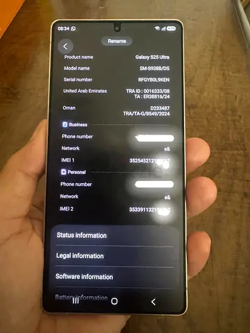 (Phone and watch) Samsung s25 ultra titanium black and samsung watch 8