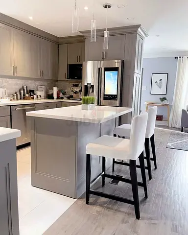 Modern grey kitchen island