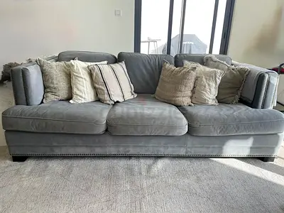 The One grey velvet sofa