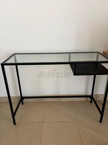 IKEA Black Metal Frame Glass Top table