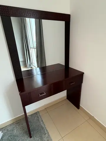 Dark Wood Dressing Table with Mirror
