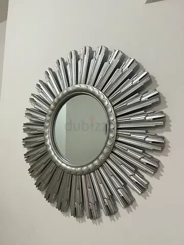 Silver Sunburst Decorative Wall Mirror - Oval Centerpiece