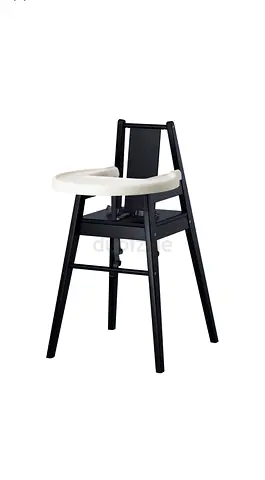 IKEA Wooden High Chair with Detachable Tray - Black