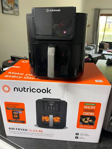 Nutricook Air Fryer Slim XL,7.6L, 2.4KG, Extra-Large Basket, Space-Saving Slim Design, Air Fry, Bake