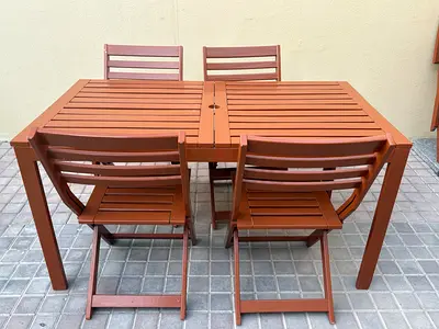 Wooden 4-Seater Dining Set - Table + 4 Chairs