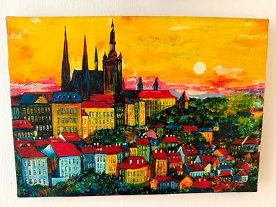 Prague Sunset - Oil on Canvas