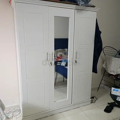 Single bed 200cm*180cm with mattress, wardrobe and bedside table- ready to use