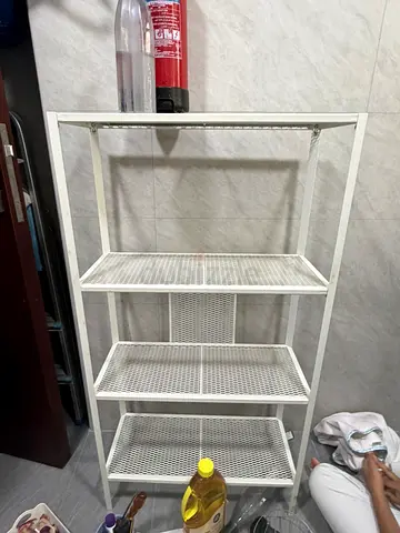 White 4-Tier Metal Mesh Shelf Unit - Compact Storage Rack