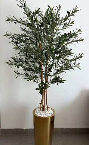 Luxury Artificial Olive Tree with Brass Planter – Premium Home Decor