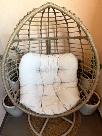 Wicker Egg Hanging Chair with Cushion - Good Condition