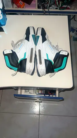 White and Teal High-Top Sneakers - Good Used Condition