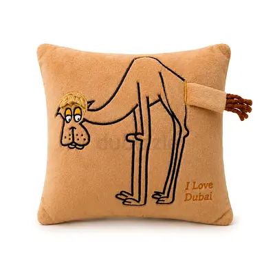 6 pieces Beige Camel Plush Decorative Cushion - I Love Dubai