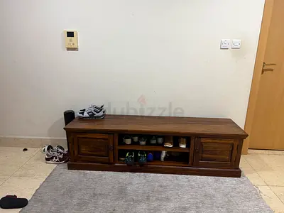 Solid Wood TV Console / Shoe Storage Bench - Dark Finish