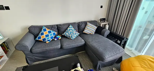 Gray L-shaped 3-seater Sofa - Good Condition
