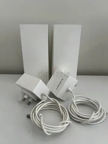 Pair of Linksys Velop White WiFi Mesh Nodes with Power Adapters