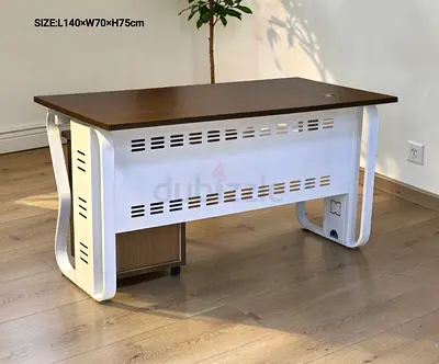 Modern Wooden Office Desk with Cable Management Panel (L140 x W70 x H75 cm)
