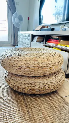 Handwoven Seagrass Round Floor Cushions / Poufs (Set of 2)