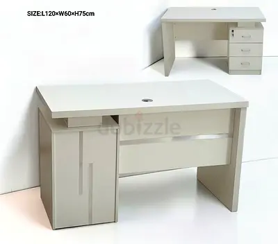 White Office Desk with 3-Drawer Pedestal and Cable Hole - Good Condition