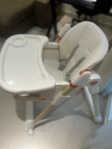 Adjustable White Baby High Chair with Tray - Good Condition