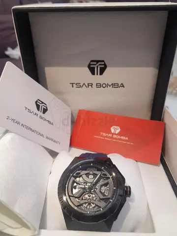 Tsar Bomba mens skeleton automatic watch with box and warranty