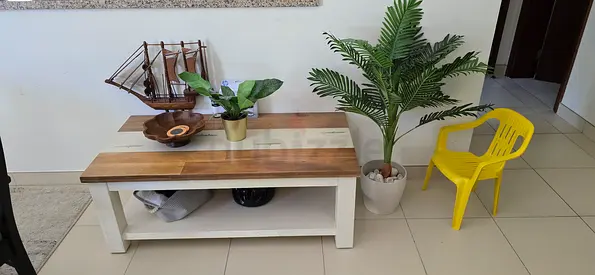 Wooden coffee table with shelf.rustic feel(used)