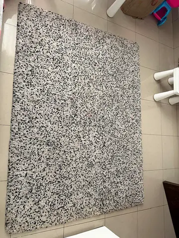 Large Shaggy Black  White Speckled Rug - Good Condition
