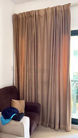 Light brown curtains without blackout
