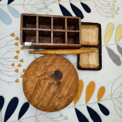 Handmade Wooden Kitchen Set – Rolling Pin, Serving Board  Divided Tray