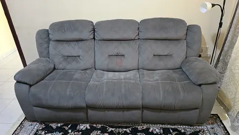 Grey 3-Seater Recliner Sofa, Comfortable Well-Maintained