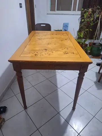 HARD Solid Wood Dining Table with Carved Legs - Good Condition