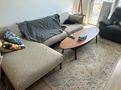 Light Grey L-Shaped Fabric Sofa with Chaise - Comfortable Modern Design