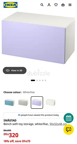 IKEA SMÅSTAD Bench with Toy Storage (White/Pink)
