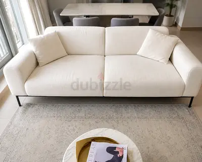 Light cream 3-seater sofa with metal legs - very good condition